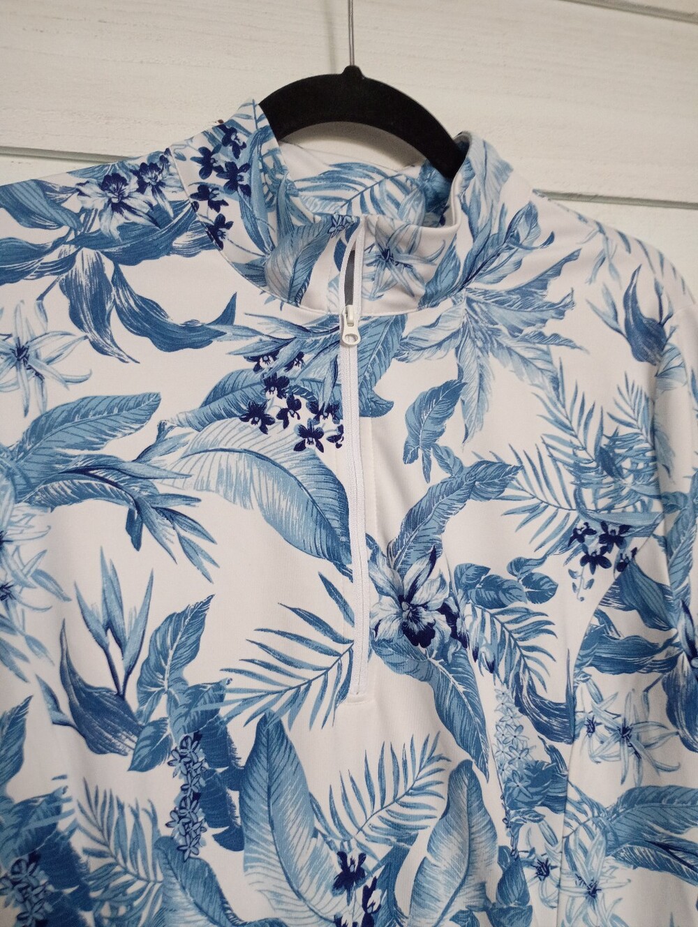 Tommy Bahama Golf Blue White Tropical Print 3/4 Jacket longsleeved floral - XL - Picture 4 of 8
